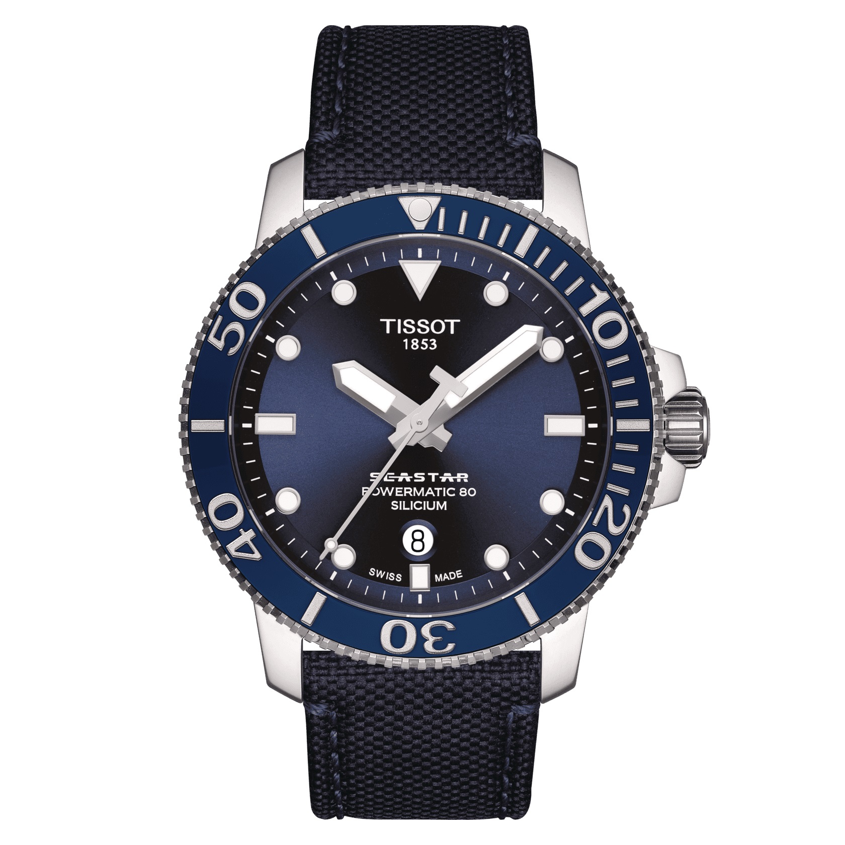 Tissot Seastar 1000 Powermatic 80 Automatic Crystal Blue Canvas Silicium Corvus