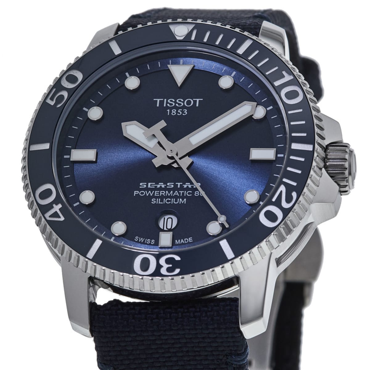 Tissot Seastar 1000 Powermatic 80 Automatic Crystal Blue Canvas Silicium Corvus