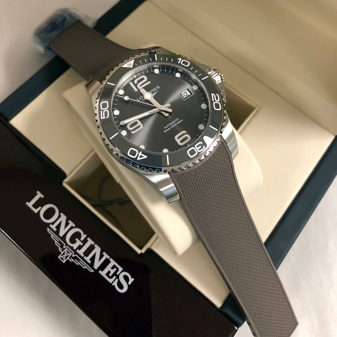 Longines HydroConquest Grey Rubber 41 mm Ceramic L3.781.4.76.9 Corvus