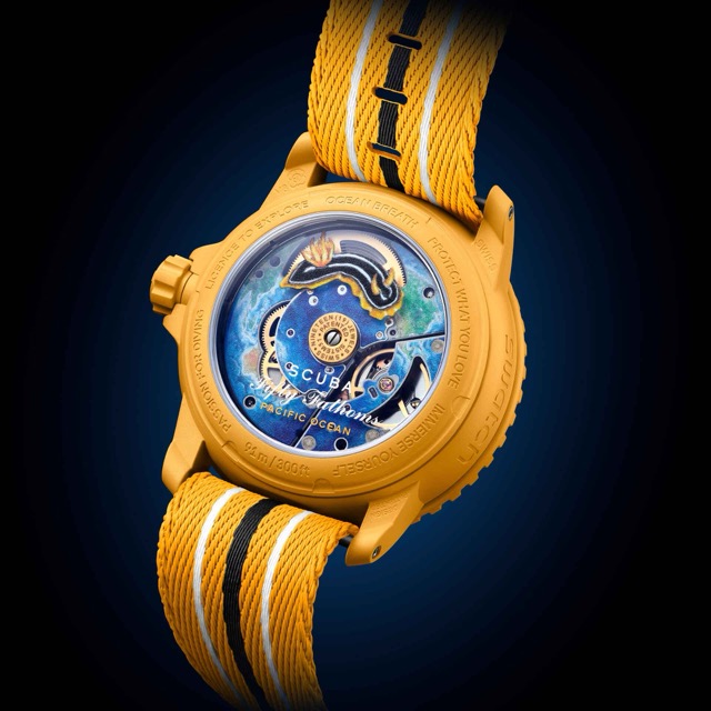 Swatch Blancpain Fifty Fathoms Scuba Pacific Ocean Amarelo SO35P100C