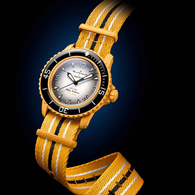 Swatch Blancpain Fifty Fathoms Scuba Pacific Ocean Amarelo SO35P100C