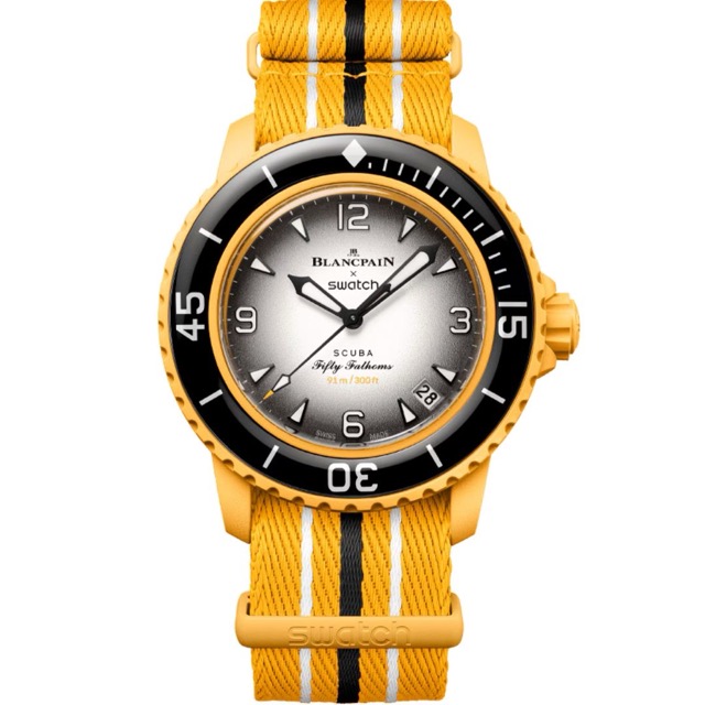 Swatch Blancpain Fifty Fathoms Scuba Pacific Ocean Amarelo SO35P100C