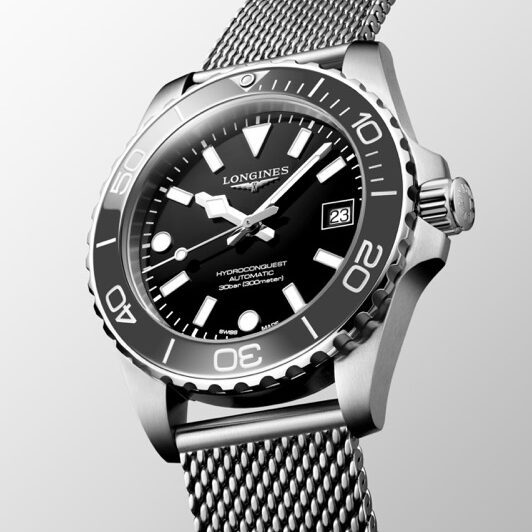 Longines HydroConquest Preto Mesh 39mm Ceramic L3.779.4.70.6