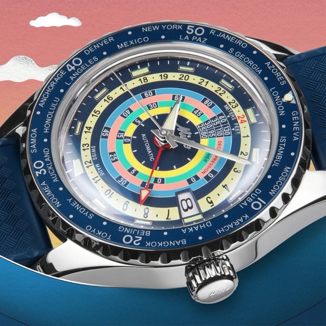 Mido Ocean Star Decompression Worldtimer Azul M026.829.17.041.00 - Imagem 6