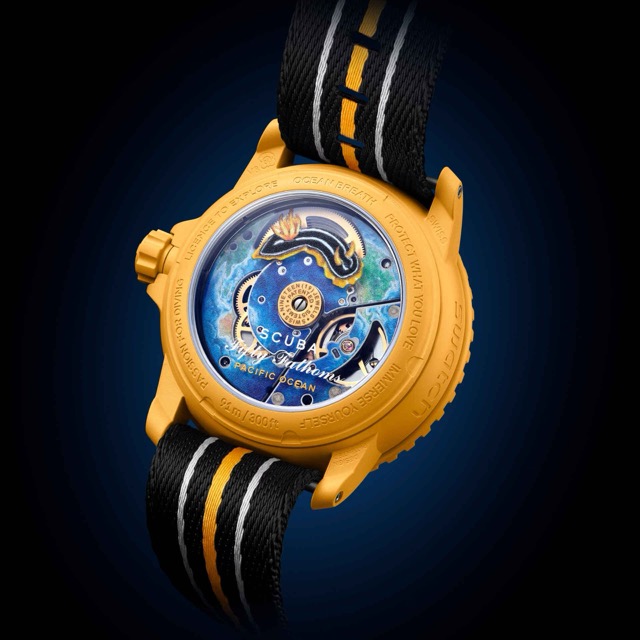 Swatch Blancpain Fifty Fathoms Scuba Pacific Ocean Amarelo SO35P100