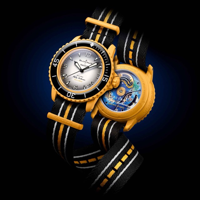 Swatch Blancpain Fifty Fathoms Scuba Pacific Ocean Amarelo SO35P100