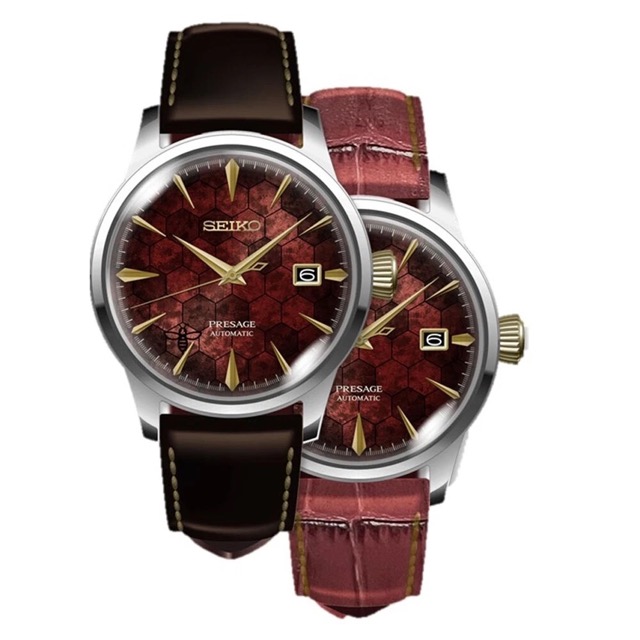 Seiko Pressage Cocktail Honeycomb Vermelho JDM SRPL21